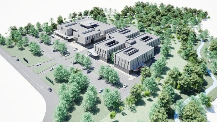 La clínica se ubicará en un predio de 28.500 metros cuadrados adquirido a EPM en El Retiro, con una huella de construcción ambientalmente sostenible de 6.000 metros cuadrados. Imagen ilustrada: Cortesía