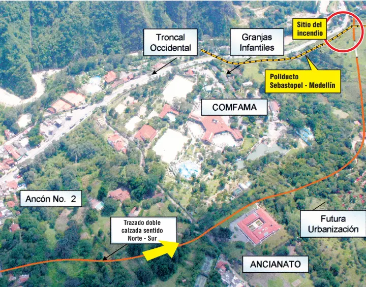 Ubicación del sitio de la explosión. Archivo El Colombiano