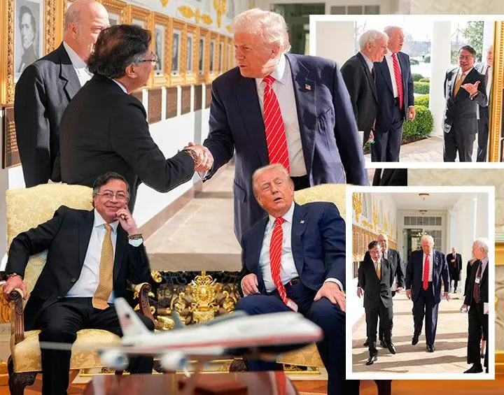 Ambos mandatarios ya se encuentran reunidos en la Oficina Oval en la Casa Blanca. Foto: Presidencia.