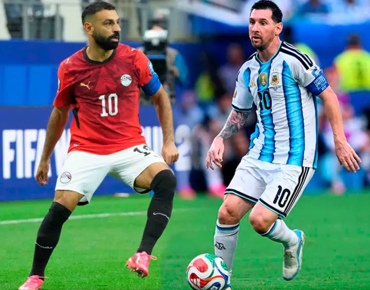 Mohamed Salah y Lionel Messi, los referentes de sus selecciones para el duelo entre Egipto y Argentina que se disputará este martes antes del medio día en horario colombiano. FOTO getty