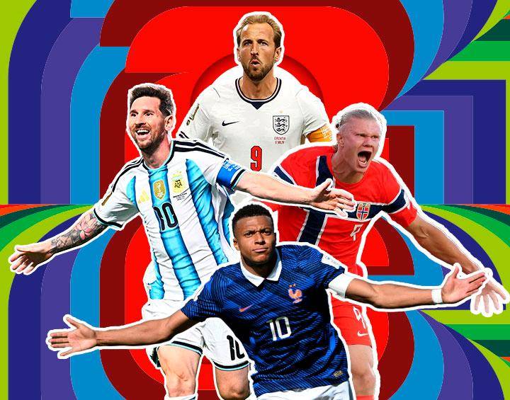 Lionel Messi (Argentina), Kylian Mbappé (Francia), Harry Kane (Inglaterra) y Erling Haaland (Noruega), cuatro goleadores de Mundial 2026. FOTO GETTY 