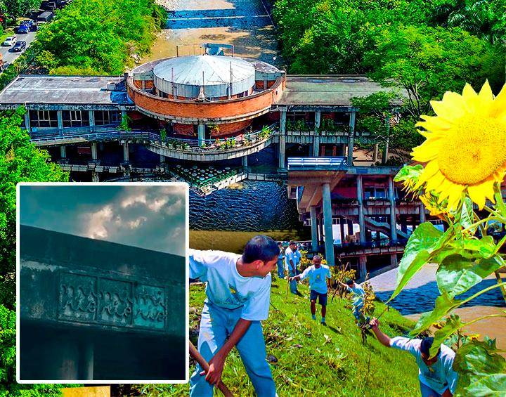 Arriba, aspecto del aula ambiental en la actualidad. Abajo, imagen de una actividad cuando todavía funcionaba como sede del Instituto Mi Río, en noviembre de 2000. FOTOS El Colombiano y Cortesía