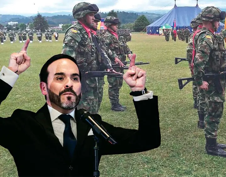 Abelardo De la Espriella, en campaña, dijo que si gana la presidencia se posesionaría en una base militar. Fotos: Colprensa y Ejército.
