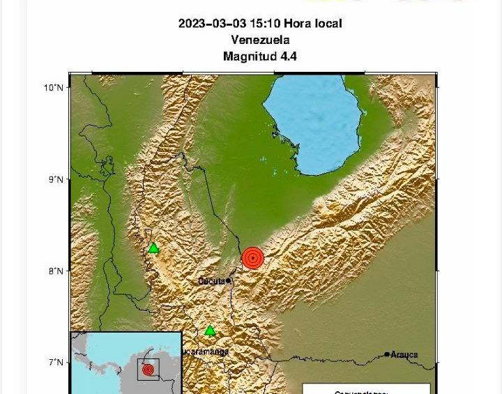 El movimiento telúrico se sintió con fuerza en Cúcuta, la capital de Norte de Santander. FOTO: Servicio Geológico Colombiano 