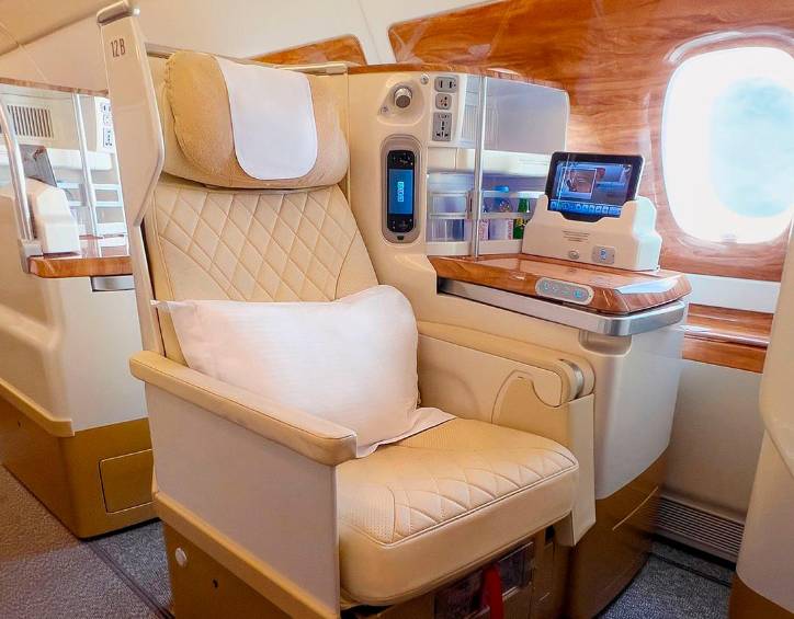 Imagen silla Clase Business. FOTO: Tomada de Instagram @emirates