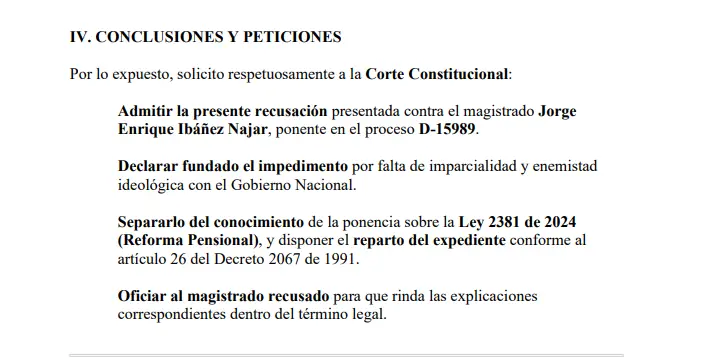 Recusación y solicitud de impedimento enviado a la Corte Constitucional.