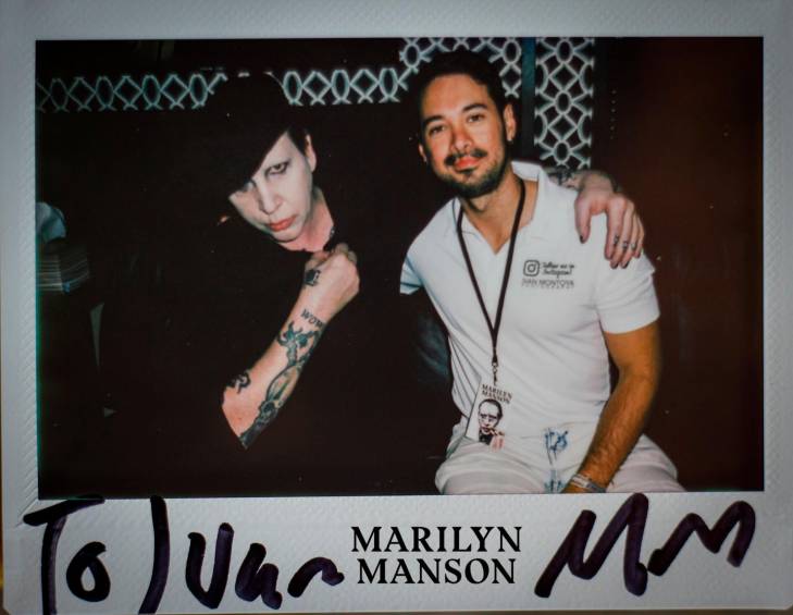 Iván Montoya con Marilyn Manson en su concierto en Ottawa, capital de Canadá. FOTO: CORTESÍA