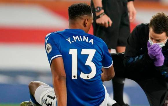 Yerry Mina, de 27 años de edad, ha sufrido seis lesiones desde que llegó al Everton en 2020. FOTO: EFE