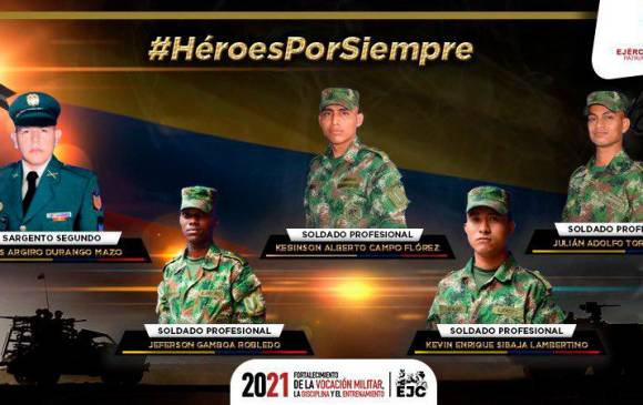 Soldados muertos en Arauca. FOTO @COMANDANTE_EJC en Twitter