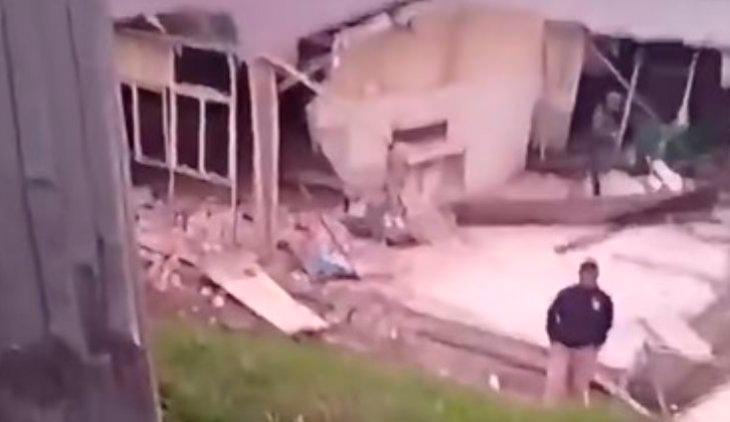 Así quedó la base militar del Batallón de Infantería Liviana N°13 después del atentado del Eln. FOTO: Captura de pantalla