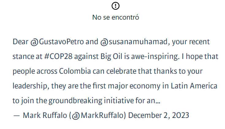 El actor<b> </b>Mark Ruffalo elogió en redes sociales el discurso de Petro en la COP28