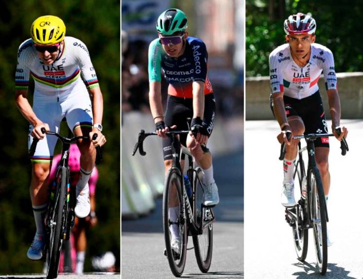 Tadej Pogacar domina el ciclismo mundial, pero detrás de él ya hay jóvenes que gozan de respeto, entre ellos el francés Paul Seixas y el mexicano Isaac del Toro. FOTO GETTY