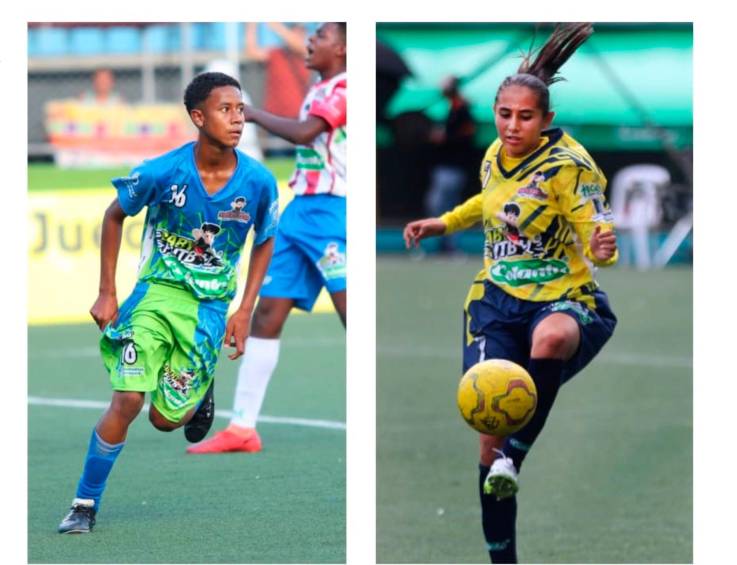 Santiago Muente y Ana Sofía Gómez, goleadores del Babyfútbol en la actual edición del certamen. FOTOS manuel quintero y daniel gallo