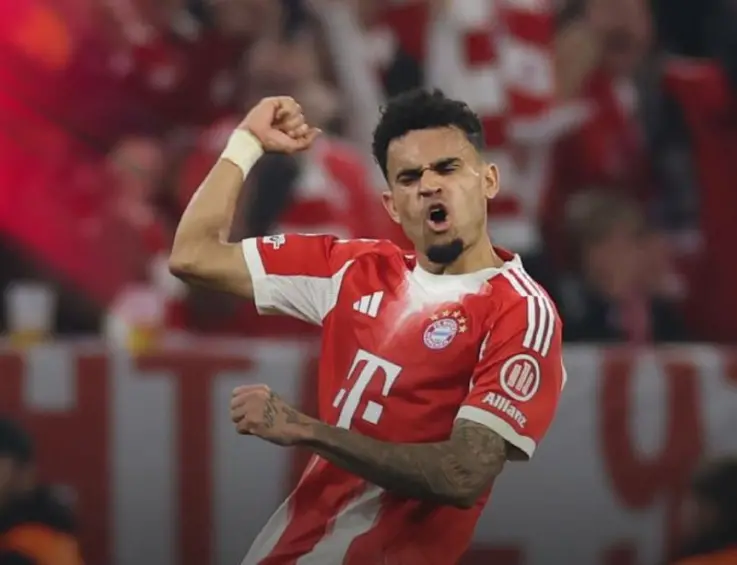 Tras la anotación de este miércoles, Luis Díaz, suma 24 goles en todas las competiciones esta temporada. FOTO X-BAYERN MÚNICH