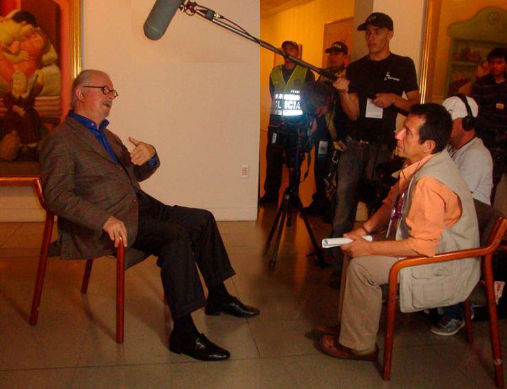 El maestro Fernando Botero atendió varias entrevistas del director de televisión. Foto: Cortesía,