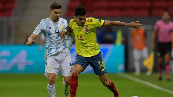 Montiel y Díaz en un “mano a mano” en la Copa América 2021. FOTO: GETTY 