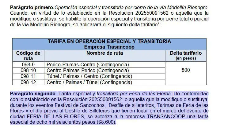 Extracto del documento oficial que autorizaría dicho aumento. FOTO: Cortesía