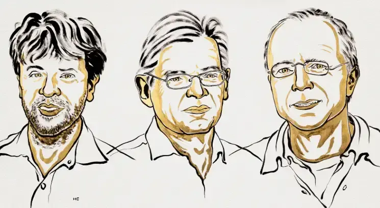 Los científicos Karl Deisseroth, Peter Hegemann y Georg Nagel recibieron el Nobel de Medicina 2026 por sus descubrimientos relacionados con la optogenética, una técnica que permite controlar células nerviosas mediante la luz. Foto: Nobel Prize.
