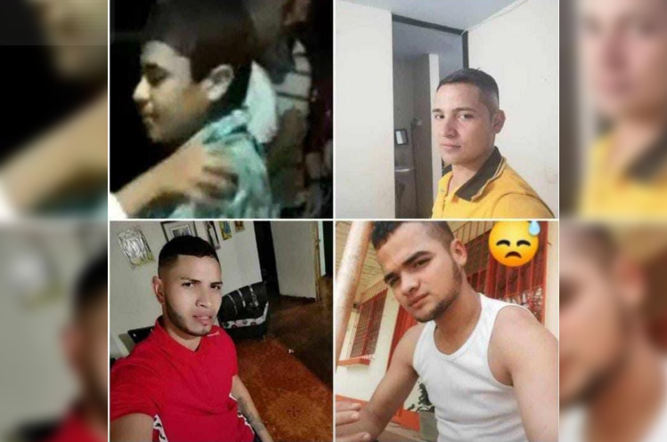Los cuatro jóvenes fallecidos en el socavón de una mina en Frontino, occidente antioqueño. FOTO: Cortesía.