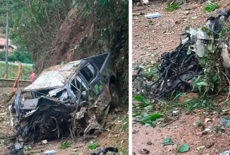 Así quedó la patrulla policial que fue atacada con explosivos el pasado mes de abril. FOTOS: CORTESÍA 