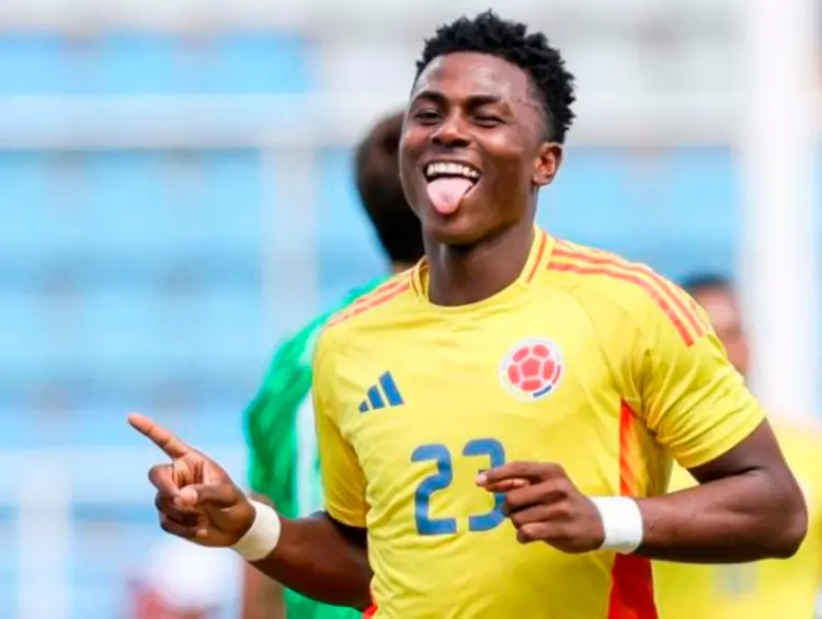 Néiser Villarreal marcó triplete ante España en el duelo por cuartos de final del Mundial Sub 20. FOTO CORTESÍA FCF 