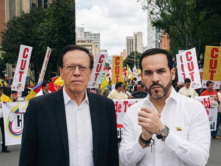 Dirigentes de la CUT, incluido Fabio Arias, denuncian que una nueva mayoría de miembros podría cambiar la postura de la central frente al Gobierno de Abelardo de La Espriella. Foto: Cortesía