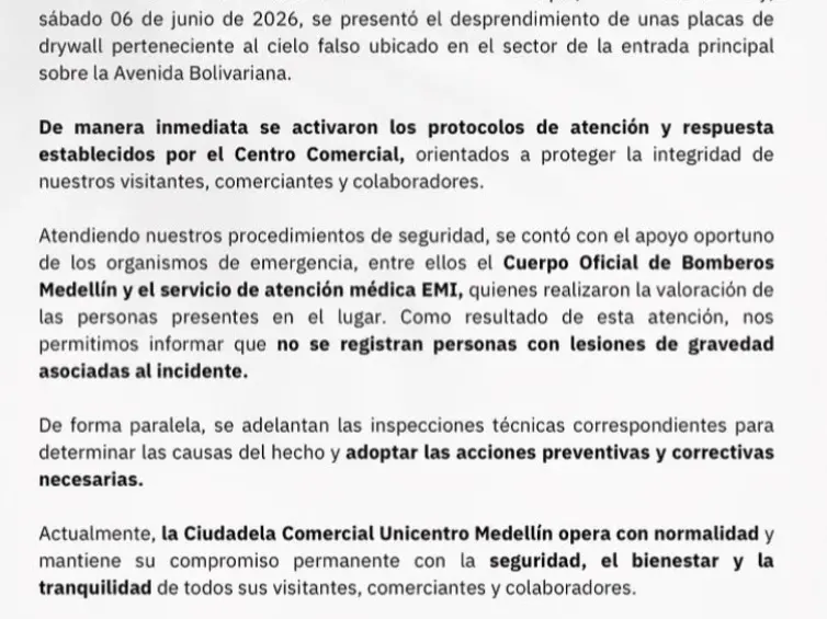Comunicado de Unicentro.