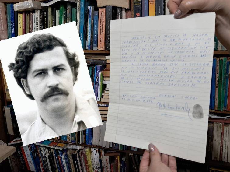 La carta de Pablo Escobar fue encontrada en 2017 en La Anticuaria, pero salió a la luz pública en 2026. FOTO: NELSON MATTA COLORADO.