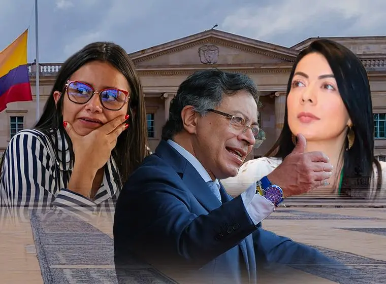 De izquierda a derecha: Angie Rodríguez, exdirectora del Dapre, el presidente Gustavo Petro y Nhora Mondragón, nueva directora del Dapre. FOTO Cortesía