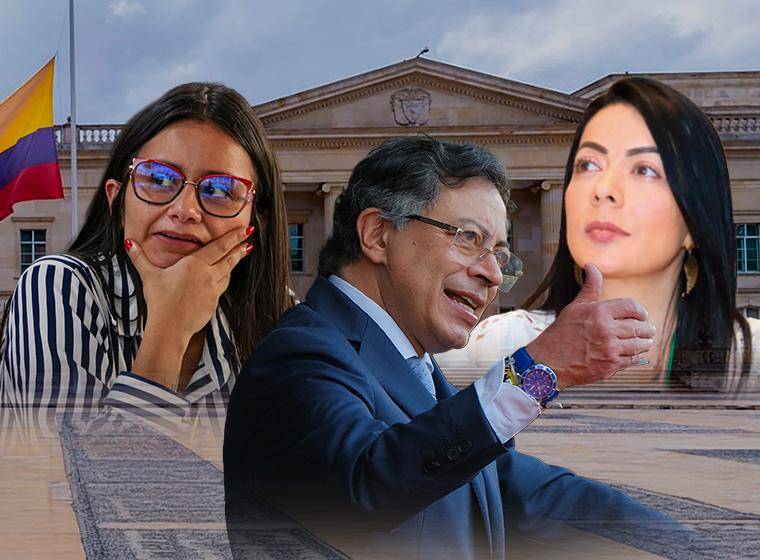 De izquierda a derecha: Angie Rodríguez, exdirectora del Dapre, el presidente Gustavo Petro y Nhora Mondragón, nueva directora del Dapre. <b> </b>FOTO<b> Cortesía</b>