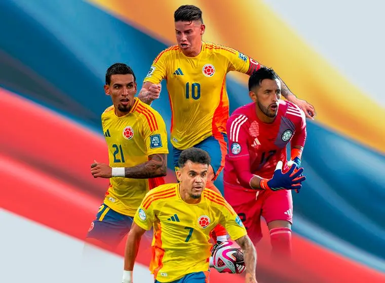 Camilo Vargas, Daniel Muñoz, James Rodríguez y Luis Díaz son la base del proceso de Néstor Lorenzo en Colombia. FOTOS JUAN ANTONIO SÁNCHEZ