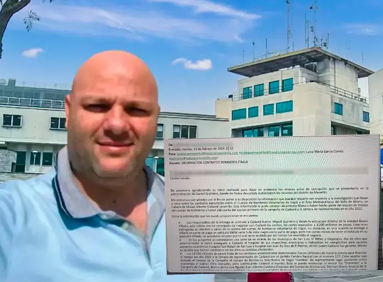 El correo donde se mencionaba a Miguel Quintero llegó en febrero de 2020 a la veeduría. CORTESÍA: VEEDURÍA TODOS POR MEDELLIN
