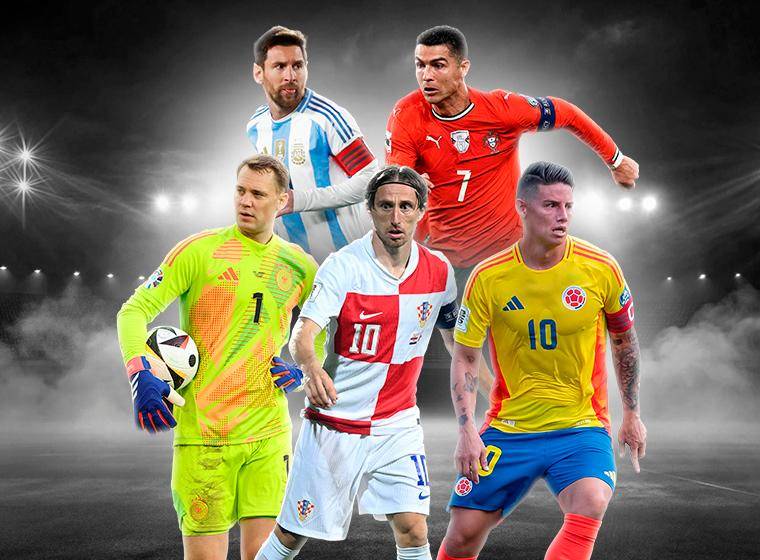 Lionel Messi, Cristiano Ronaldo, Luka Modric, James Rodríguez y Manuel Neuer jugarán su último mundial. FOTOS: <b>JUAN ANTONIO SÁNCHEZ y GETTY</b>