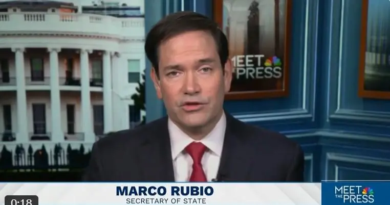 El secretario de Estado de Estados Unidos, Marco Rubio, en entrevista con la CBS News. FOTO: Tomada de vide.
