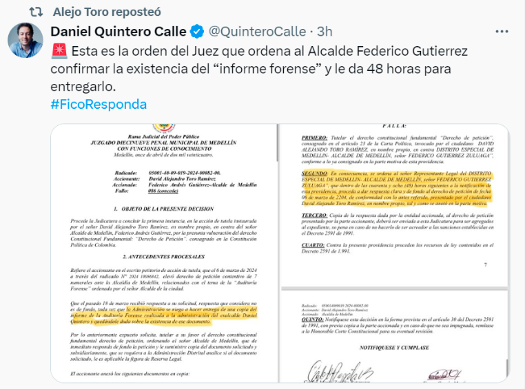 Nuevo rifirrafe entre Federico Gutiérrez y aliados de Quintero por hallazgos de presunta corrupción en la alcaldía pasada