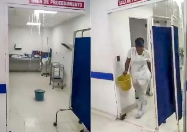Imágenes tomadas de video que evidencia goteras en hospital de Quibdó. Foto: tomada de video