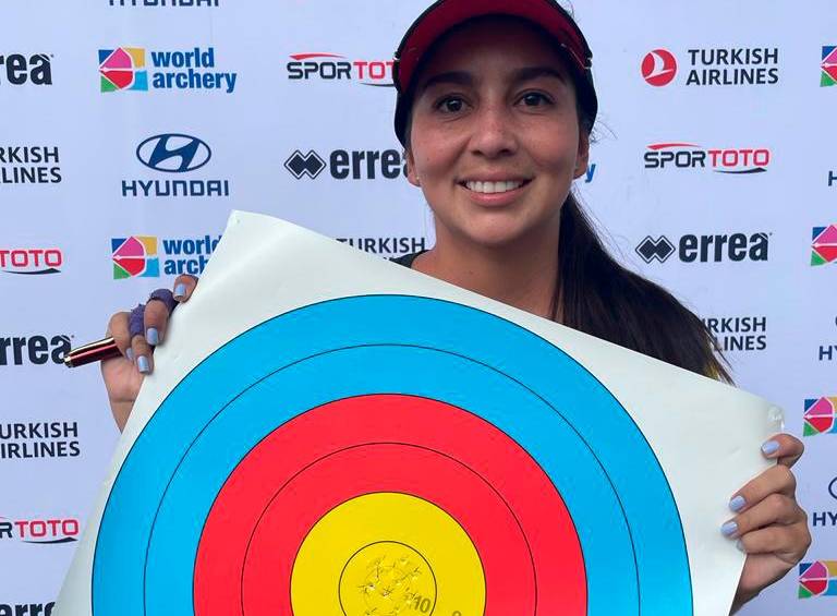 La colombiana Sara López logró Récord del Mundo en el Hyundai Archery World Cup Medellín 2022. FOTO CORTESÍA 