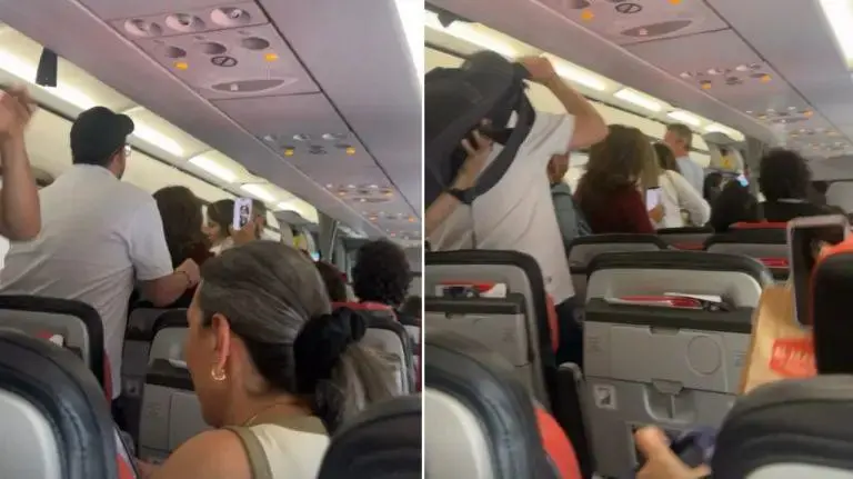 Momentos de las amenazas en un vuelo entre Bucaramanga y Bogotá. FOTO: REDES SOCIALES