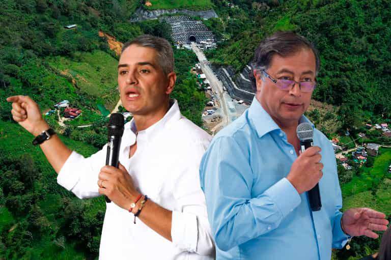 Uno de los temas que más ha enfrentado al gobernador y al presidente han sido los recursos a cargo de la Nación para terminar el Túnel del Toyo. FOTOS EL COLOMBIANO y Cortesía