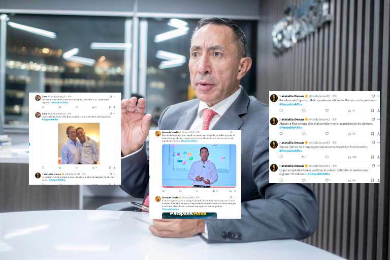 Cuentas con mensajes similares y publicaciones en cadena impulsaron el hashtag #RespaldoARoa durante la madrugada del 19 de marzo. FOTO: PANTALLAZOS Y COLPRENSA