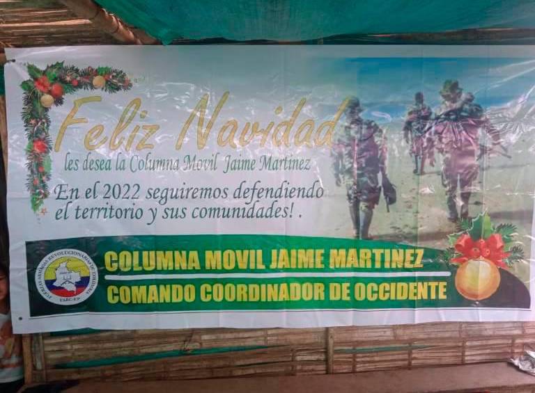 Las vallas de las disidencias de las Farc aparecieron en varios municipios del Cauca al cierre del fin de año. FOTOS COLPRENSA