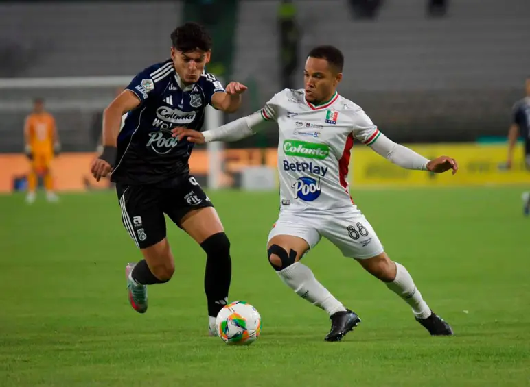 DIM empató con Once Caldas en Manizales 1-1 y sigue haciendo cuentas para alcanzar la clasificación entre los ocho. Por ahora, está en la casilla 14 con 17 unidades. FOTO COLPRENSA