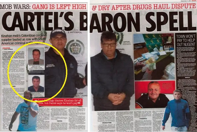 El reportaje publicado en The Irish Sun, en el que se reprodujo la versión del informante que salpicó a los hermanos Gallón Henao en la muerte de “Packie Moore” (2017). FOTO: CORTESÍA.