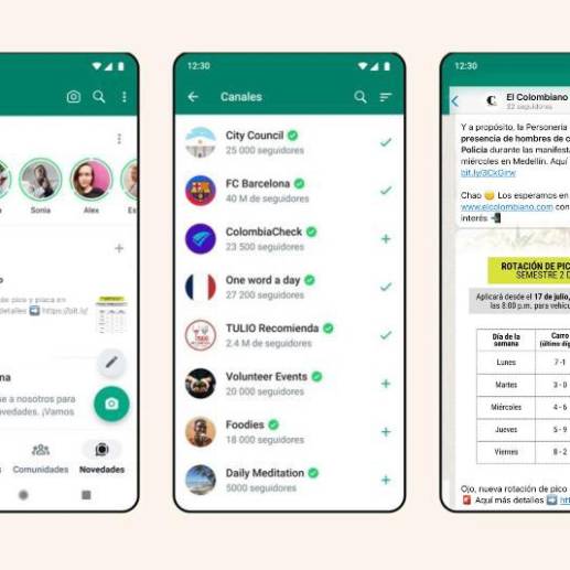 En un principio, los canales de WhatsApp solo estarán disponibles en Colombia y Singapur. Foto cortesía WhatsApp - El Colombiano
