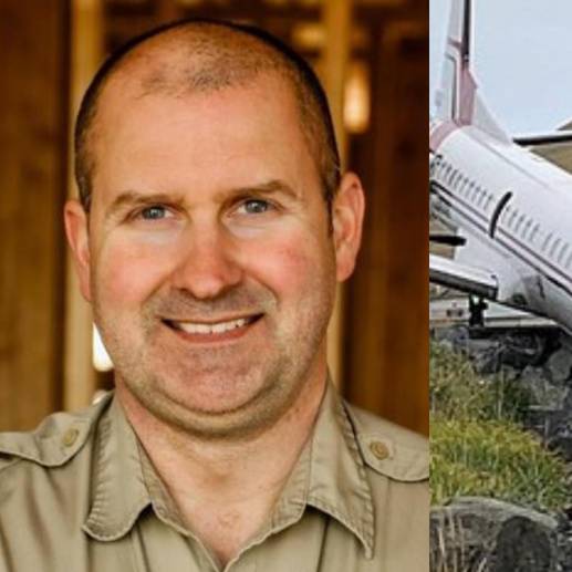 El senador estatal de Dakota del Norte, Doug Larsen, y una imagen de referencia de accidente aéreo. FOTO: Facebook DOUG LARSEN y Twitter @WeKnow_1234