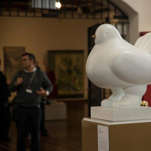 La paloma de la paz, escultura de Fernando Botero, hace parte del patrimonio cultural de la Casa de Nariño. FOTO: Colprensa