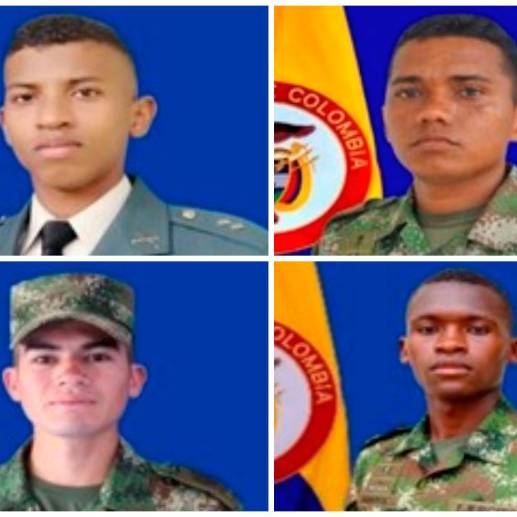 Los militares muertos fueron el teniente José Rafael Martínez y los soldados Juan Carlos Silva, Jean Carlos Yaguara y Jhan Sandoval. <b>FOTO Cortesía </b>