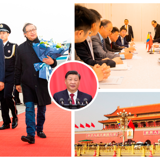 El mandatario, que estará de visita hasta el próximo viernes, fue recibido con un ramo de flores a su llegada a Pekín. Petro sostuvo una reunión con una de las empresas que conforma el consorcio a cargo del metro. FOTO Presidencia