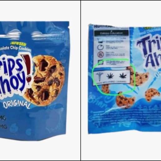 El producto de la alerta son unas galletas llamadas ‘Trips Ahoy Galletas Minicookies’, que, casualmente, imita a las reconocidas ‘Chips Ahoy’. FOTO: Twitter @invimacolombia