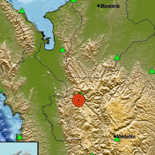 El temblor en Antioquia fue el tercero de una serie de temblores que ocurrieron en la madrugada de este 14 de septiembre en Colombia. FOTO: Twitter @sgcol